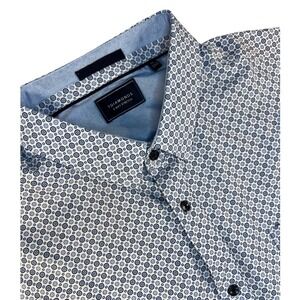 7 Diamonds Liberty Mens XXL Blue Geometric 4Way Stretch Long Sleeve Button Shirt